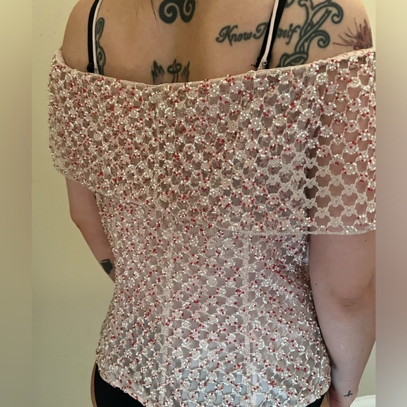 00s vintage beaded off-shoulder top - Picture 5 of 7